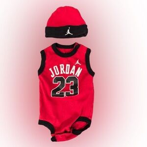 Jordan Red and Black Baby Outfit Set